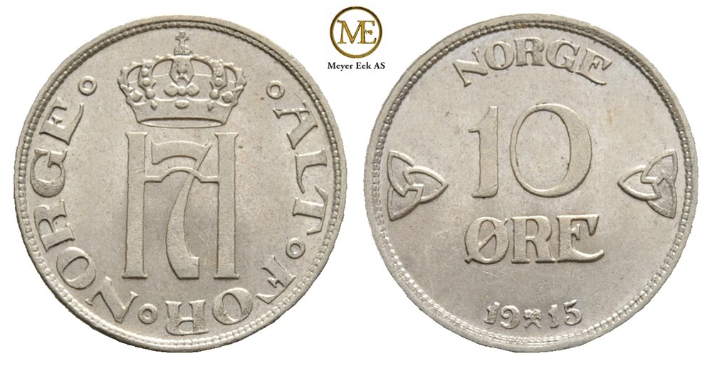 10 øre 1915 Haakon VII. Kv.0