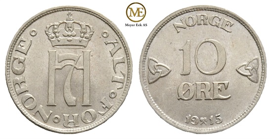 10 øre 1915 Haakon VII. Kv.0