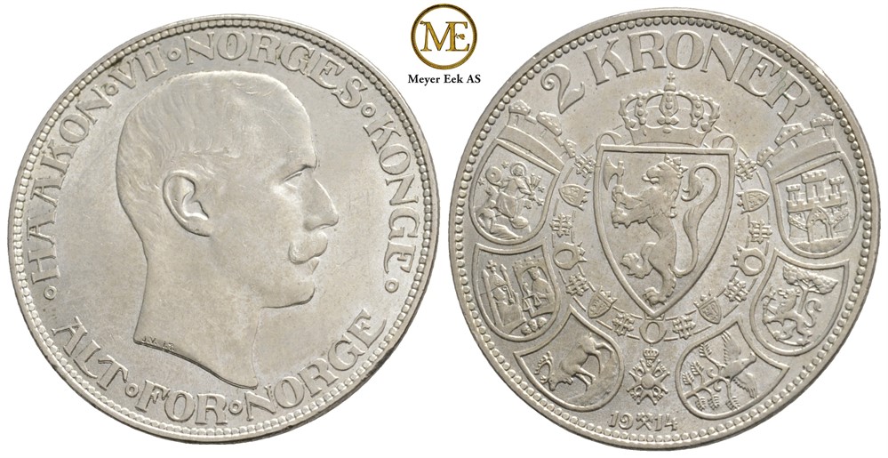 2 kroner 1914 Haakon VII. Kv.0
