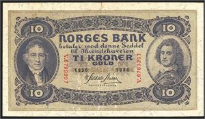 10 kr 1936V kv. nær 1+