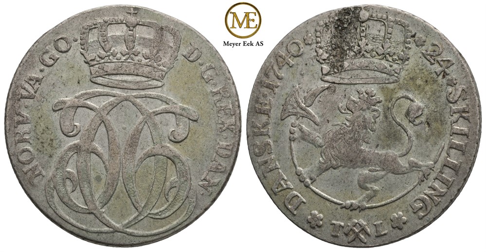 24 skilling 1740 Christian VI. Kv.1/1+