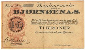 10 kroner 1923/24 bjørnøya, blankett. Kv.1