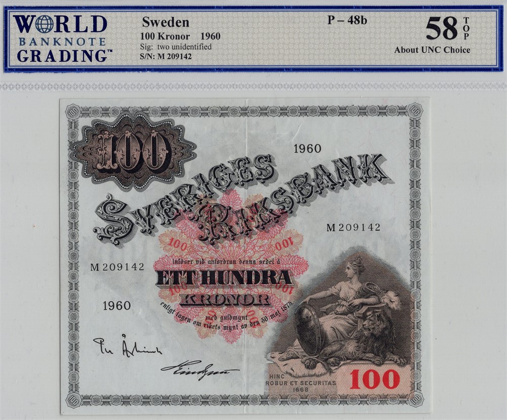 100 kronor 1960 M.209142. Kv.01