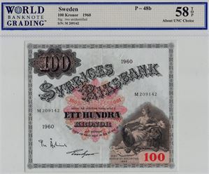 100 kronor 1960 M.209142. Kv.01