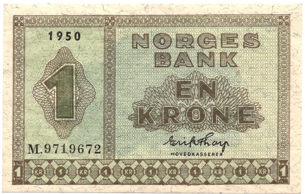 1 krone 1950 M.9719672. Kv.01