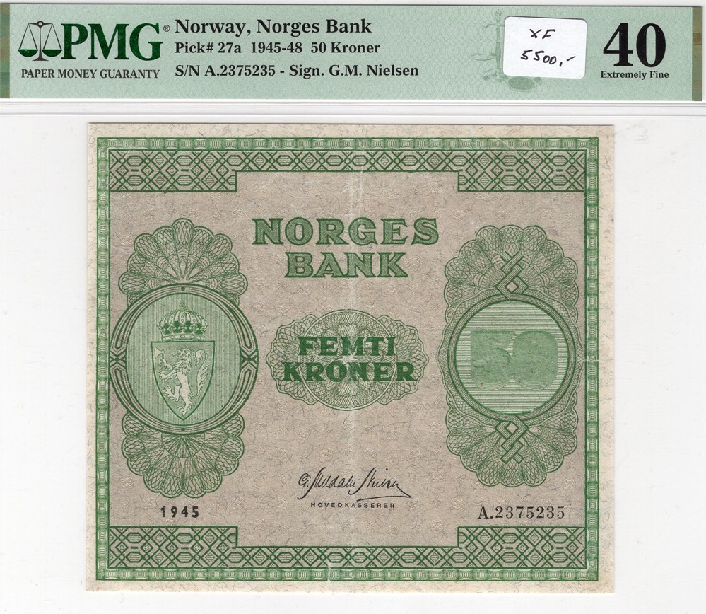 50 kroner 1945 A.2375235. Kv.1+/01