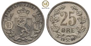 25 øre 1900 Oscar II. Kv.1+/01