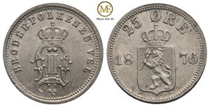 25 øre 1876 Oscar II. Kv.0