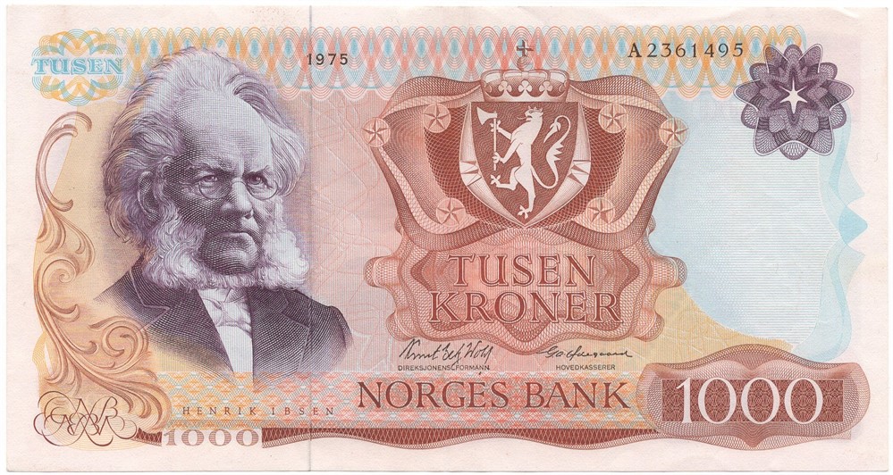 1000 kroner 1975 A.2361495. Kv.1+