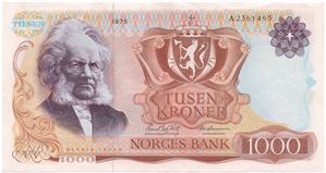 1000 kroner 1975 A.2361495. Kv.1+