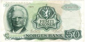 50 kroner 1971 X. Erstatningsseddel. Kv.1