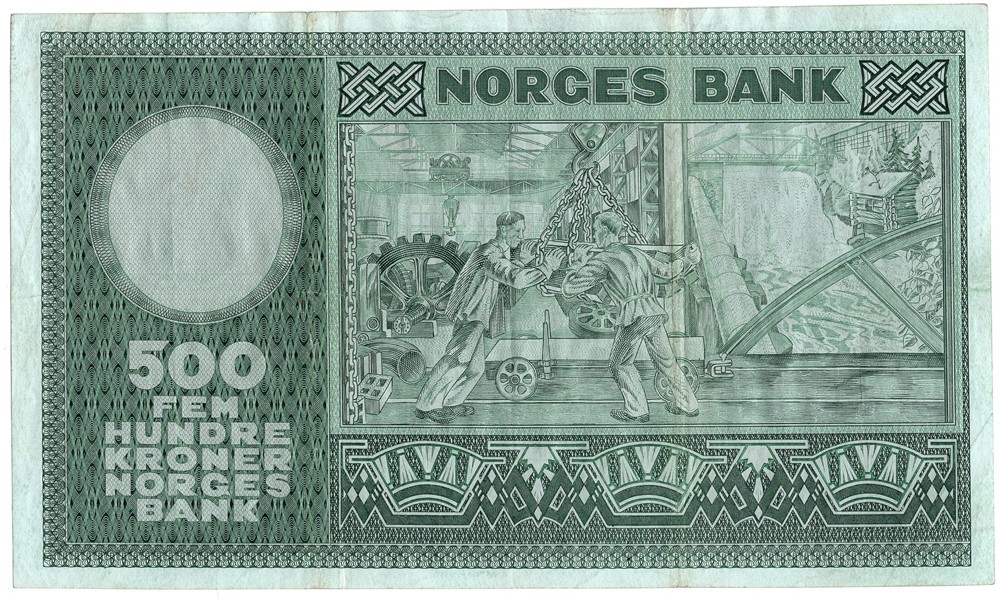 500 kroner 1974 G.2004762 erstatningsseddel. Kv.1/1+
