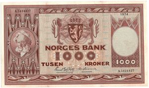 1000 kroner 1974 A.5424427. Kv.01