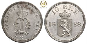 10 øre 1888 Oscar II. Kv.0/01