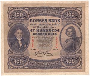 100 kroner 1940 B.6776938. Kv.1+