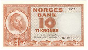 10 kroner 1958 M. Kv.0