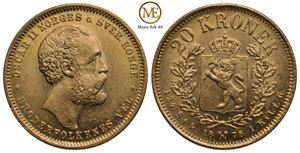 20 kroner 1878 Oscar II. Kv.0