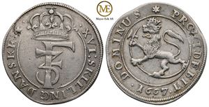 Mark/16 skilling 1667 Frederik III. Kv.1+