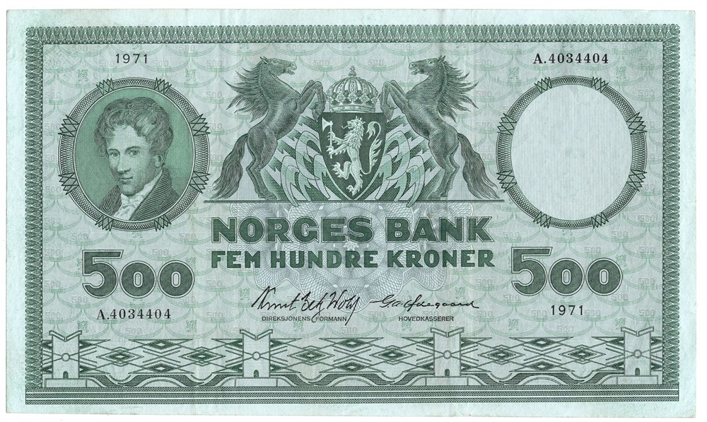 500 kroner 1971 A.4034404. Kv.1
