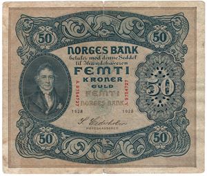 50 kroner 1928 A.9754727. Kv.1-