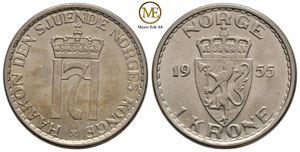 1 krone 1955 Haakon VII. Kv.0