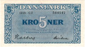 5 kroner 1949 CZ. Kv.0/01