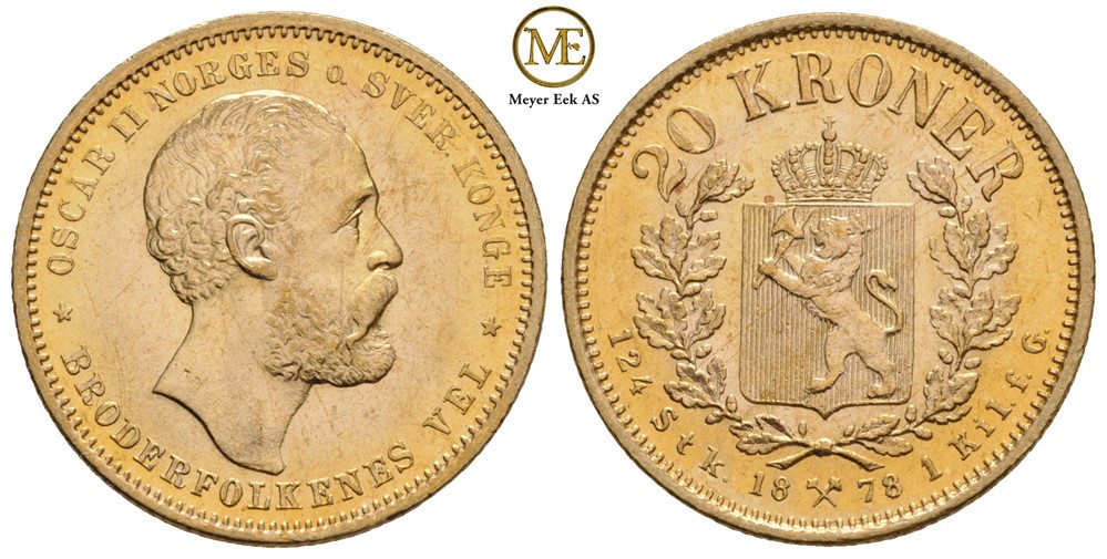 20 kroner 1878 Oscar II. Kv.0/01