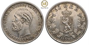 50 øre 1889 Oscar II. Kv.0/01