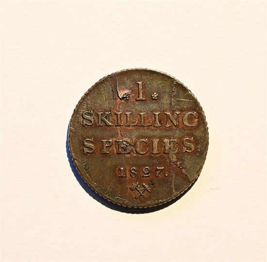 Norge 1 skilling 1827 kv. 01