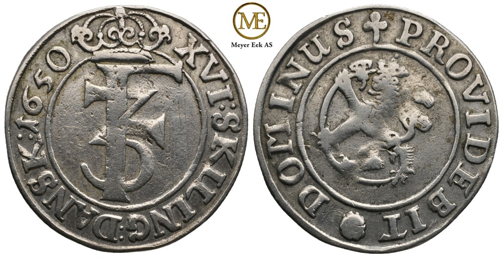 Mark/16 skilling 1650 Frederik III. Kv.1/1+