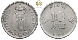 10 øre 1909 Haakon VII. Kv.0