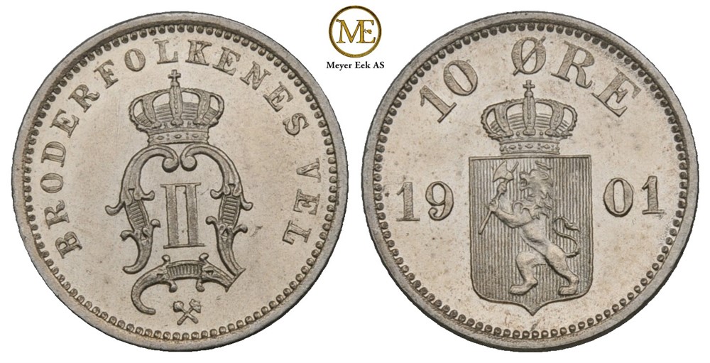 10 øre 1901 Oscar II. Kv.0