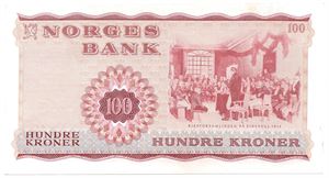 100 kroner 1970 X.4932796. Erstatningsseddel. Kv.0