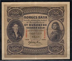 100 krone 1940 B kv. 1/1+