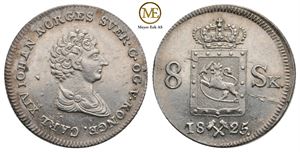 8 skilling 1825 Carl XIV Johan. NM.42. Kv.0