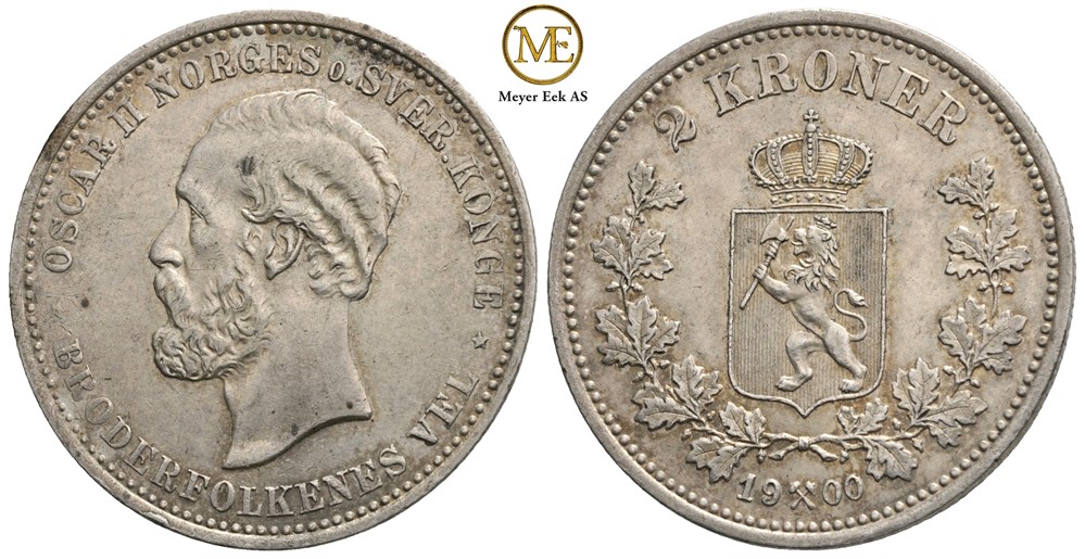 2 kroner 1900 Oscar II. Kv.01