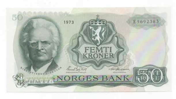 Norge 50 kroner 1973 E kv. 0