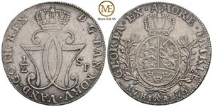 1/2 speciedaler 1778 Christian VII. Kv.1+/01