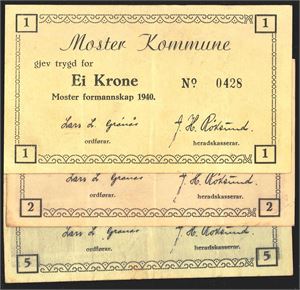 Moster kommune 1,2,5 kr 1940 varierende kvalitet