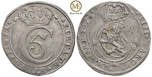 4 mark 1672 Christian V. Kv.1+
