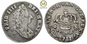 8 skilling 1711 Frederik IV. Kv.1/1+