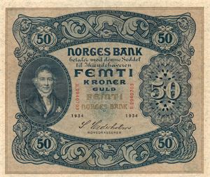 50 kroner 1934 B ex. Samlerbørsen 16.3.12