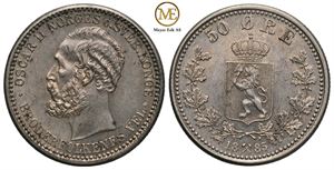 50 øre 1885 Oscar II. Kv.0