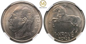 1 krone 1967 Olav V. MS66. Kv.0