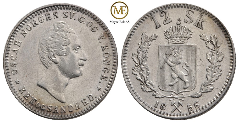 12 skilling 1856 Oscar II. Kv.01