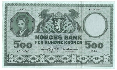 500 kroner 1974 A.5164560. Kv.1
