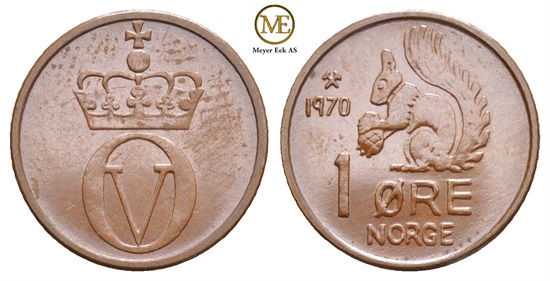 1 øre 1970 Olav V. Prakteksemplar