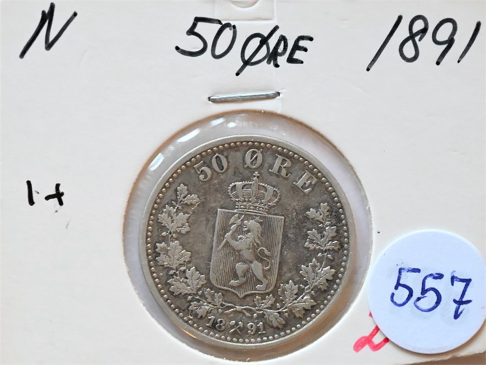 Norge 50 øre 1891 kv. 1/1+