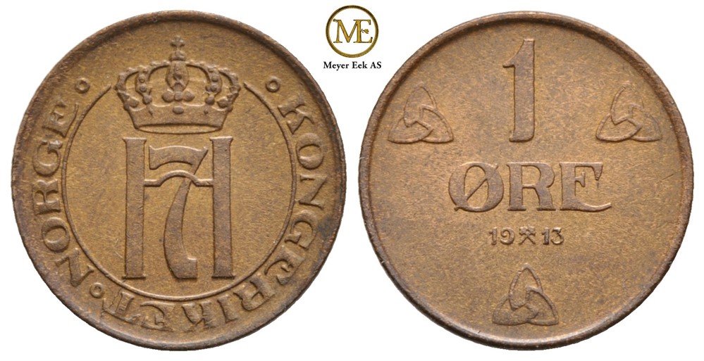 1 øre 1913 Haakon VII. Kv.0