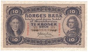 10 kroner 1943 D. Kv.0/01